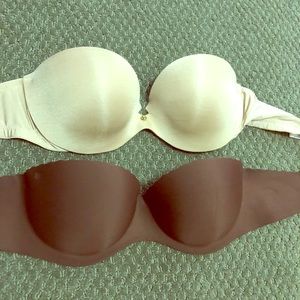 2 Victoria secret strapless bras 34c